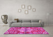 Machine Washable Persian Pink Traditional Rug in a Living Room, wshtr4237pnk