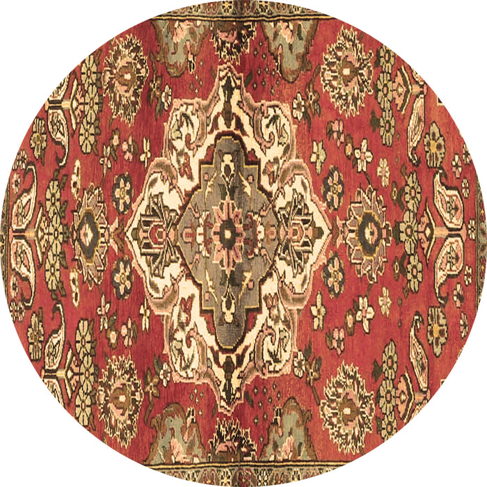Round Persian Brown Traditional Rug, tr4237brn