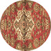Round Persian Brown Traditional Rug, tr4237brn