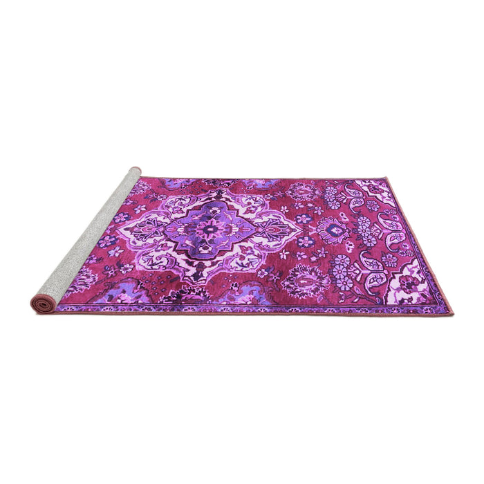 Sideview of Machine Washable Persian Purple Traditional Area Rugs, wshtr4237pur
