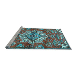 Sideview of Machine Washable Persian Light Blue Traditional Rug, wshtr4237lblu
