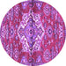 Round Machine Washable Persian Purple Traditional Area Rugs, wshtr4237pur