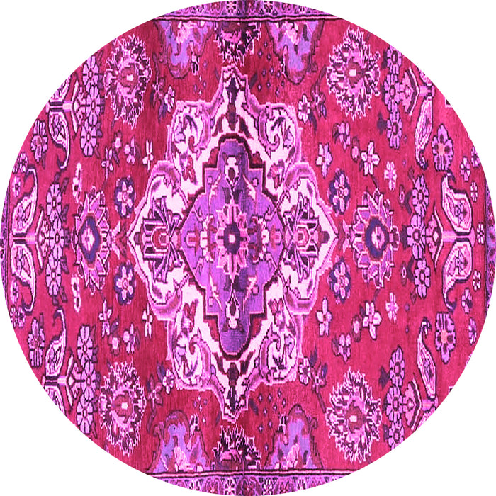 Round Machine Washable Persian Pink Traditional Rug, wshtr4237pnk
