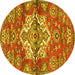 Round Persian Yellow Traditional Rug, tr4237yw