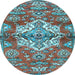 Round Persian Light Blue Traditional Rug, tr4237lblu