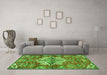 Machine Washable Persian Green Traditional Area Rugs in a Living Room,, wshtr4237grn