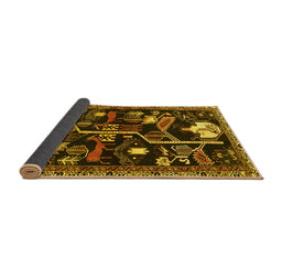 Sideview of Animal Yellow Traditional Rug, tr4238yw