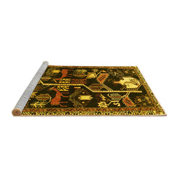 Sideview of Machine Washable Animal Yellow Traditional Rug, wshtr4238yw