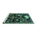 Sideview of Machine Washable Animal Turquoise Traditional Area Rugs, wshtr4238turq
