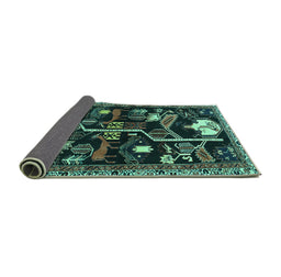 Sideview of Animal Turquoise Traditional Rug, tr4238turq