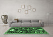 Machine Washable Animal Emerald Green Traditional Area Rugs in a Living Room,, wshtr4238emgrn