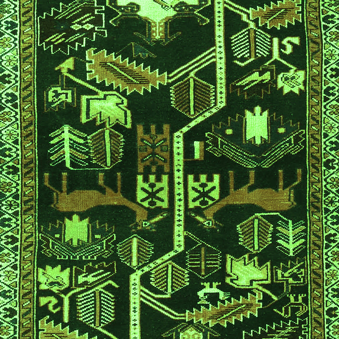 Serging Thickness of Machine Washable Animal Green Traditional Area Rugs, wshtr4238grn