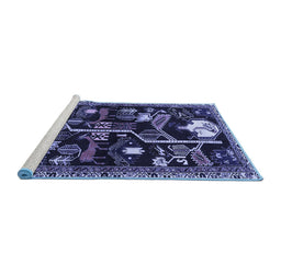 Sideview of Machine Washable Animal Blue Traditional Rug, wshtr4238blu
