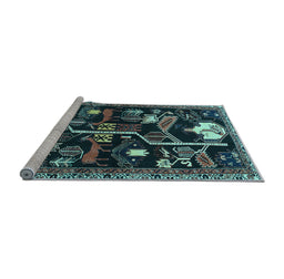 Sideview of Machine Washable Animal Light Blue Traditional Rug, wshtr4238lblu