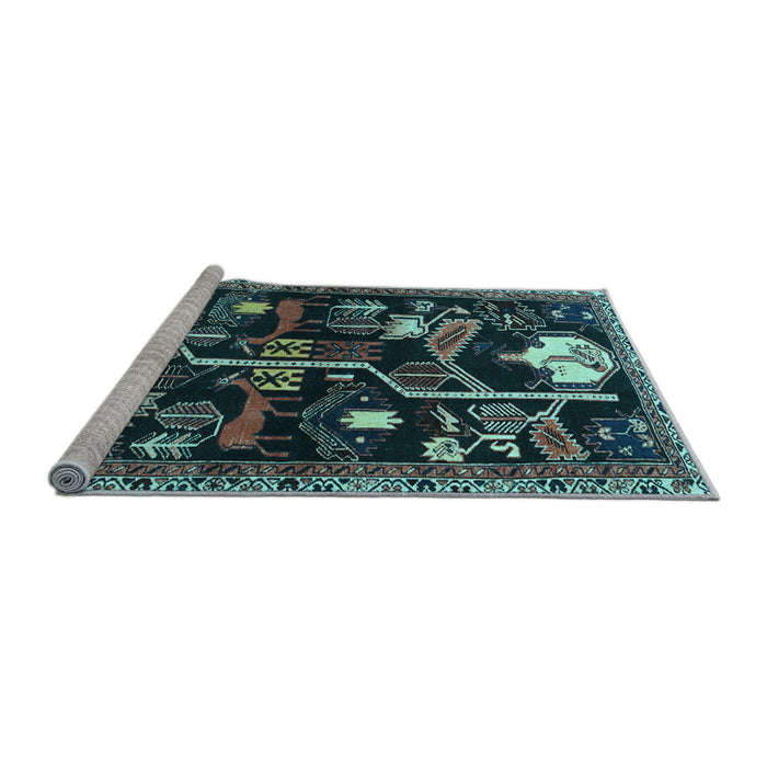 Sideview of Machine Washable Animal Light Blue Traditional Rug, wshtr4238lblu