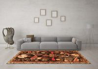 Machine Washable Animal Orange Traditional Rug, wshtr4238org