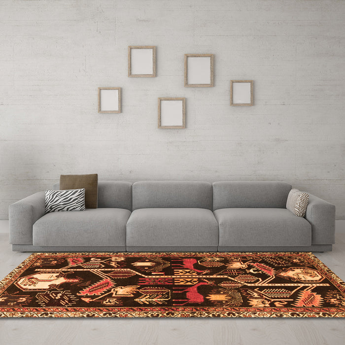 Machine Washable Animal Orange Traditional Area Rugs in a Living Room, wshtr4238org