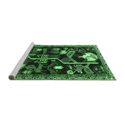 Sideview of Machine Washable Animal Emerald Green Traditional Area Rugs, wshtr4238emgrn