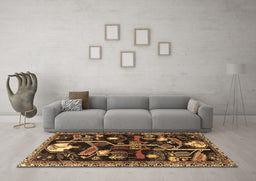 Machine Washable Animal Brown Traditional Rug in a Living Room,, wshtr4238brn