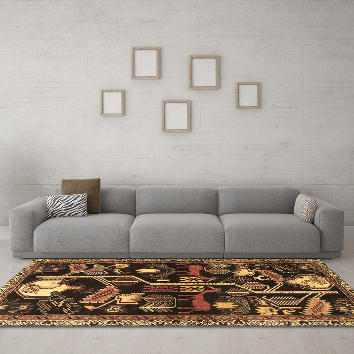 Machine Washable Animal Brown Traditional Rug in a Living Room,, wshtr4238brn