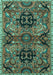 Machine Washable Persian Turquoise Traditional Area Rugs, wshtr4239turq