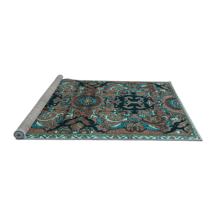 Sideview of Machine Washable Persian Light Blue Traditional Rug, wshtr4239lblu