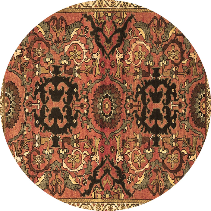Round Persian Brown Traditional Rug, tr4239brn