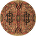 Round Persian Brown Traditional Rug, tr4239brn