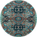 Round Persian Light Blue Traditional Rug, tr4239lblu