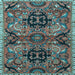 Square Machine Washable Persian Light Blue Traditional Rug, wshtr4239lblu