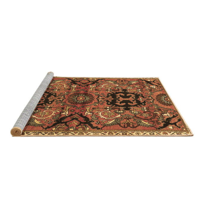Sideview of Machine Washable Persian Brown Traditional Rug, wshtr4239brn