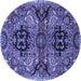 Round Persian Blue Traditional Rug, tr4239blu