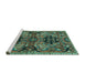 Sideview of Machine Washable Persian Turquoise Traditional Area Rugs, wshtr4239turq