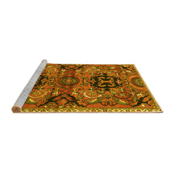 Sideview of Machine Washable Persian Yellow Traditional Rug, wshtr4239yw