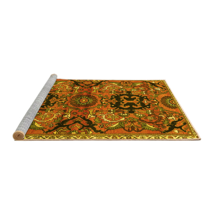 Sideview of Machine Washable Persian Yellow Traditional Rug, wshtr4239yw