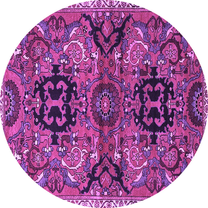 Round Machine Washable Persian Purple Traditional Area Rugs, wshtr4239pur