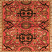 Round Machine Washable Persian Orange Traditional Area Rugs, wshtr4239org