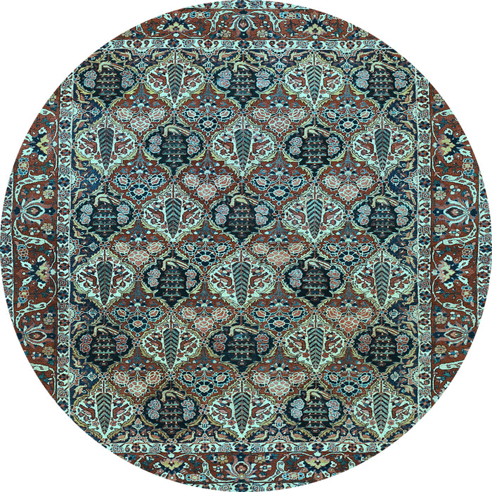 Round Machine Washable Persian Light Blue Traditional Rug, wshtr423lblu