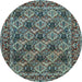 Round Machine Washable Persian Light Blue Traditional Rug, wshtr423lblu