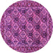 Round Machine Washable Persian Purple Traditional Area Rugs, wshtr423pur