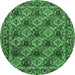 Round Persian Emerald Green Traditional Rug, tr423emgrn