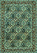 Machine Washable Persian Turquoise Traditional Area Rugs, wshtr423turq