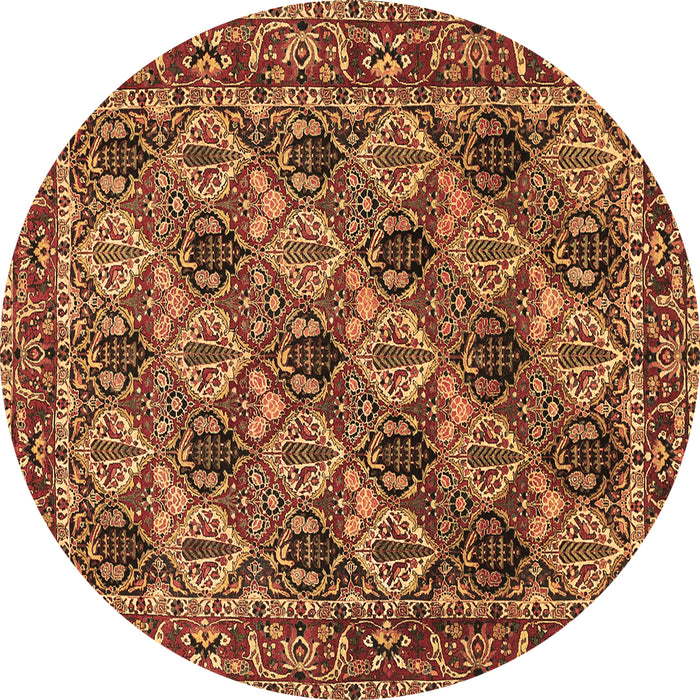 Round Persian Brown Traditional Rug, tr423brn