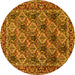Round Persian Yellow Traditional Rug, tr423yw