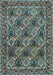 Machine Washable Persian Light Blue Traditional Rug, wshtr423lblu