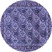 Round Machine Washable Persian Blue Traditional Rug, wshtr423blu