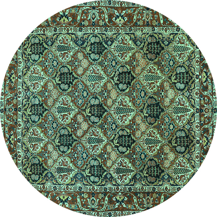 Round Persian Turquoise Traditional Rug, tr423turq