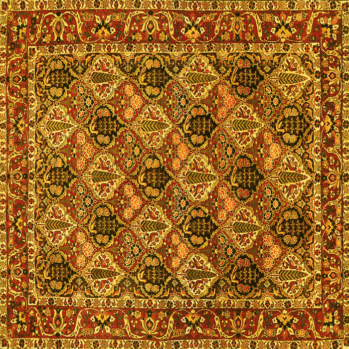 Square Persian Yellow Traditional Rug, tr423yw