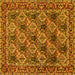 Square Machine Washable Persian Yellow Traditional Rug, wshtr423yw