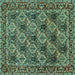 Square Persian Turquoise Traditional Rug, tr423turq